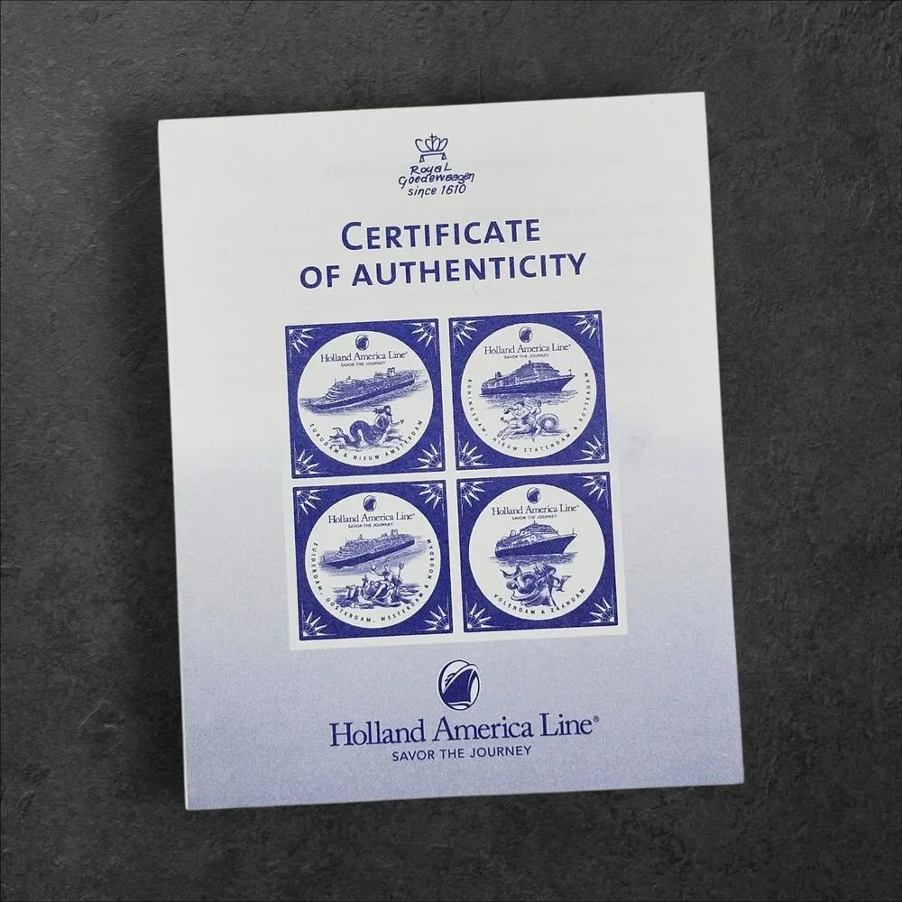 2 Holland America Cruise Delft Tile Coasters Royal Goedewaagen COA Netherlands